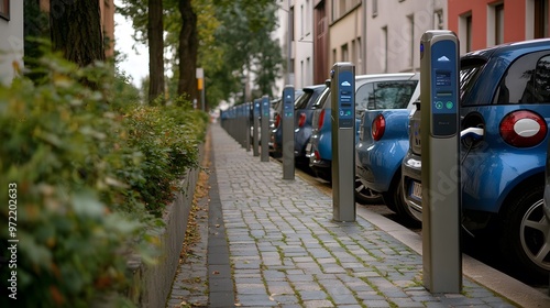 Wallpaper Mural Electric vehicles charging at a public charging station in a modern urban setting Torontodigital.ca