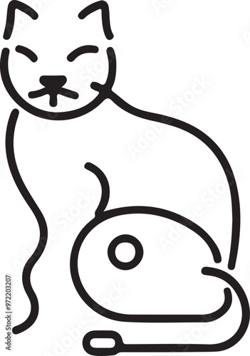 Line art cat vector