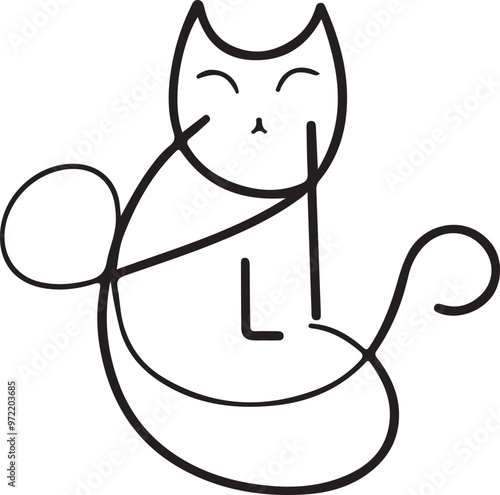 Line art cat vector
