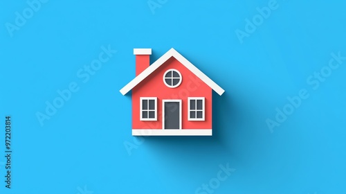 Wallpaper Mural Simple red house icon with white trim and a blue background. Torontodigital.ca