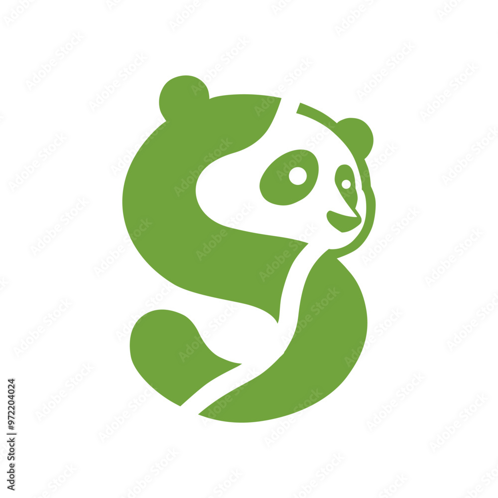 Fototapeta premium a green panda with a panda on its head