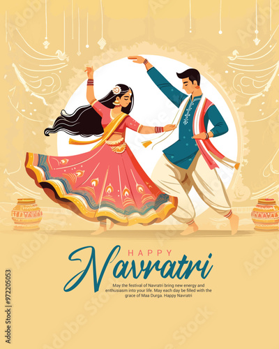 Happy navratri and Subh navaratri with ma durga social media post banner template