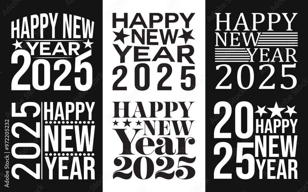 Obraz premium Happy New Year 2025, Happy New Year SVG Bundle