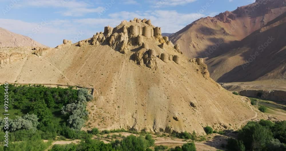 Aerial Shot Of Chehel Burj Ruins In Bamyan, Afghanistan Aerial Shot Of Chehel Burj Ruins In Bamyan, Afghanistan