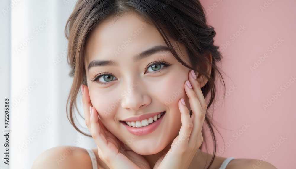 A joyful woman with a bright smile, showcasing natural beauty and confidence in a soft, light-filled environment. A joyful woman with a bright smile, showcasing natural beauty and confidence in a soft, light-filled environment.