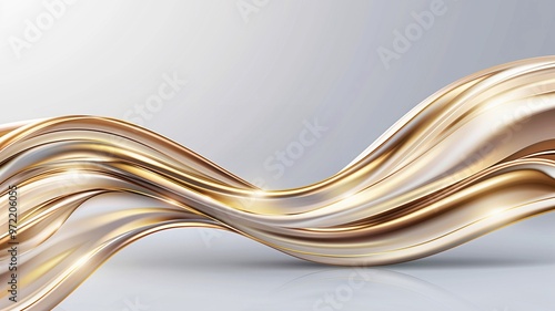 Elegant gold and silver wave-like abstract design with metallic reflections.