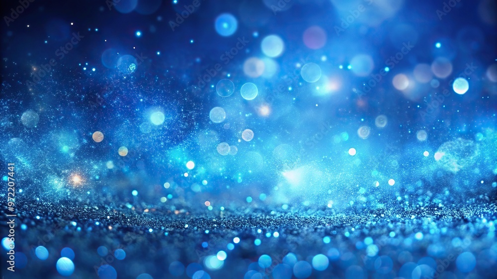 Blue particles wave moving bokeh abstract background with shining blue floating dust particles flare on blue Background Depth of Field Blue particles wave moving bokeh abstract background with shining blue floating dust particles flare on blue Background Depth of Field