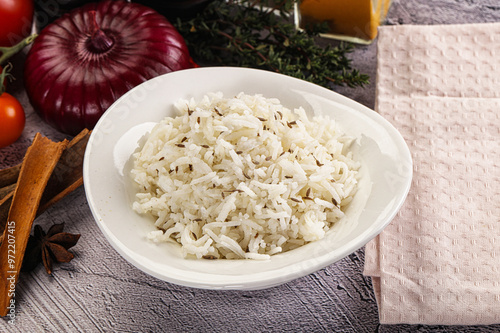 Indian cuisine jeera basmati rice photo