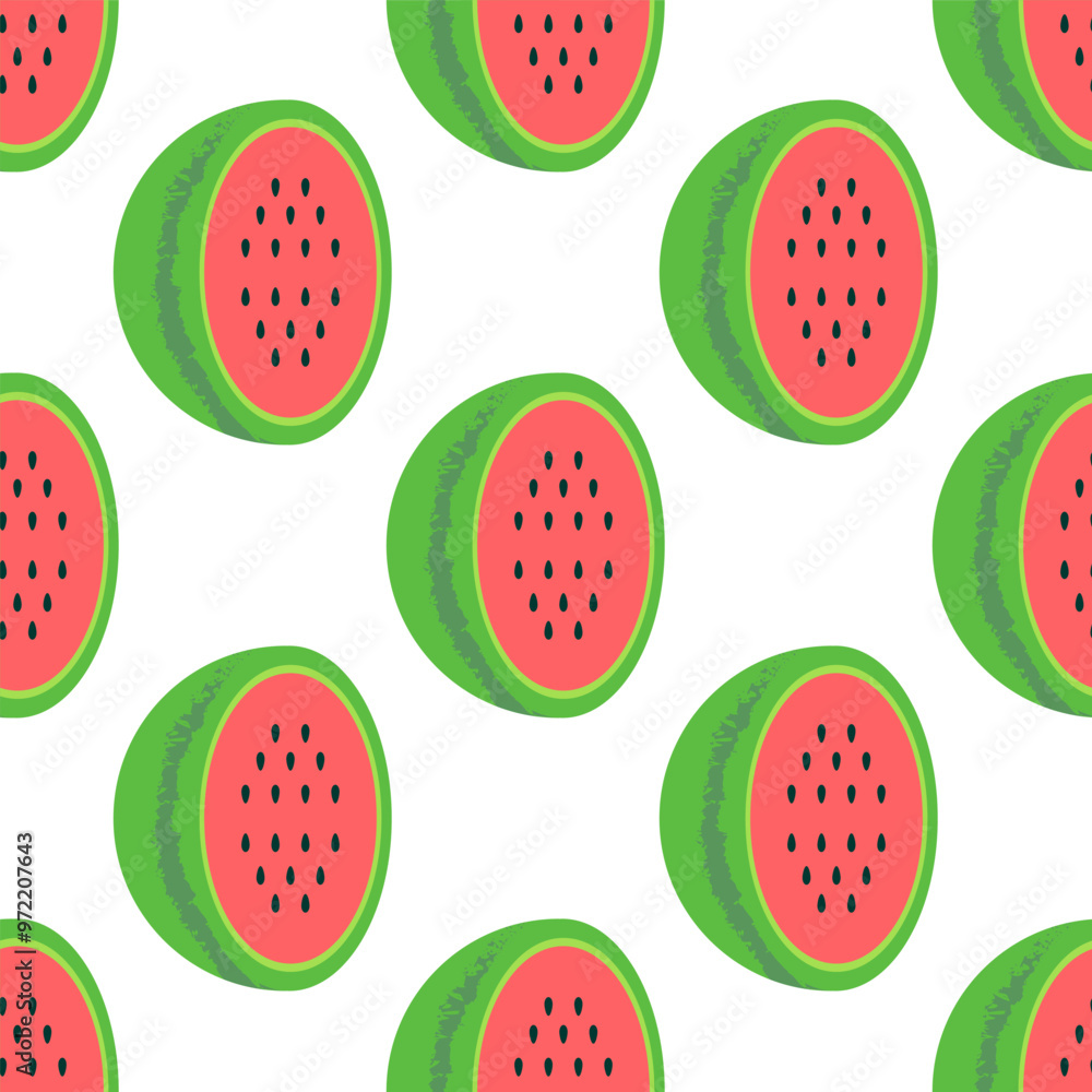 half watermelon pattern with white background, flat vector style half watermelon pattern with white background, flat vector style