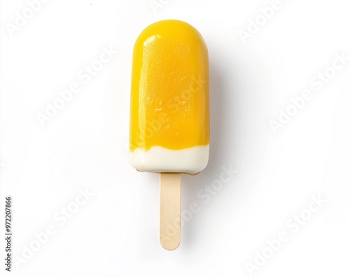 A yellow ice cream popsicle isolated on background