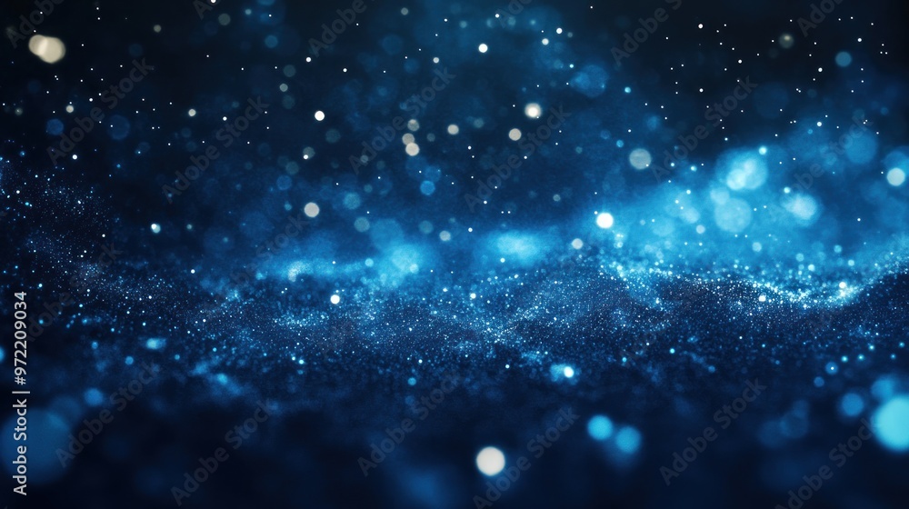 Obraz premium A mesmerizing abstract background featuring shimmering blue particles and light effects.