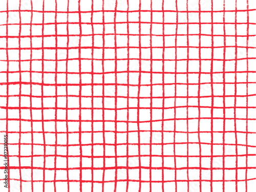 手描き背景模様_チェック赤