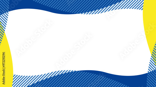 抽象的　フレーム　青　黄色　ストライプ