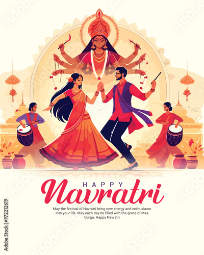 Happy navratri and Subh navaratri with ma durga social media post banner template