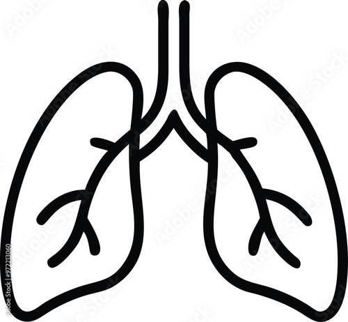 Lungs Line Art Silhouette Vector Style Illustration
