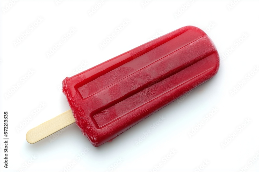 Red popsicle ice cream on a wooden stick isolated on background Red popsicle ice cream on a wooden stick isolated on background
