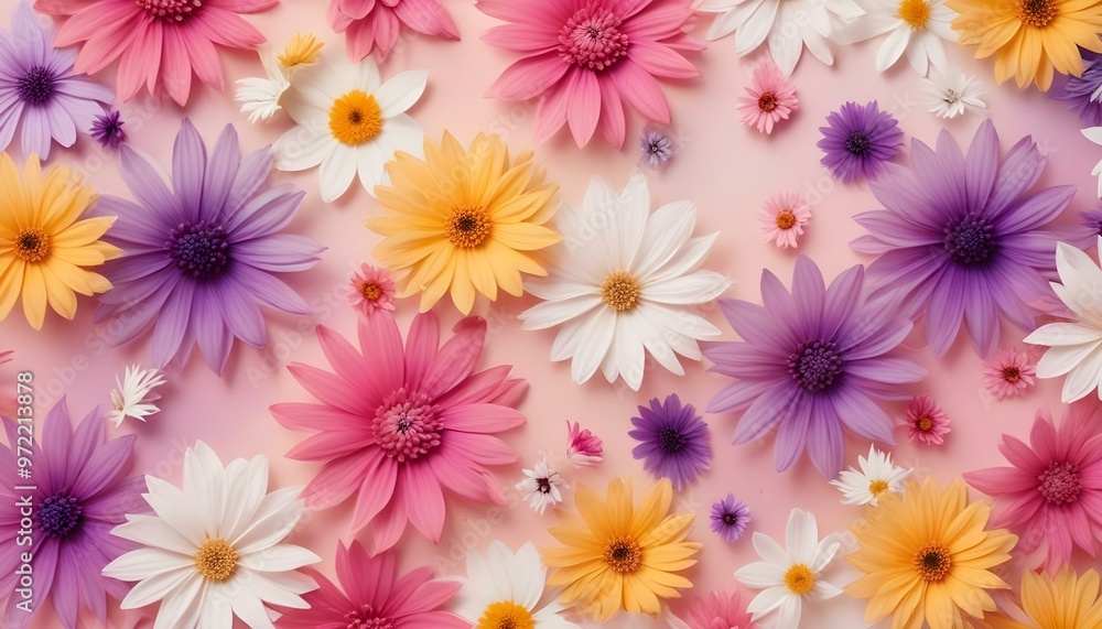 Fototapeta premium Colorful abstract floral pattern with various stylized flowers