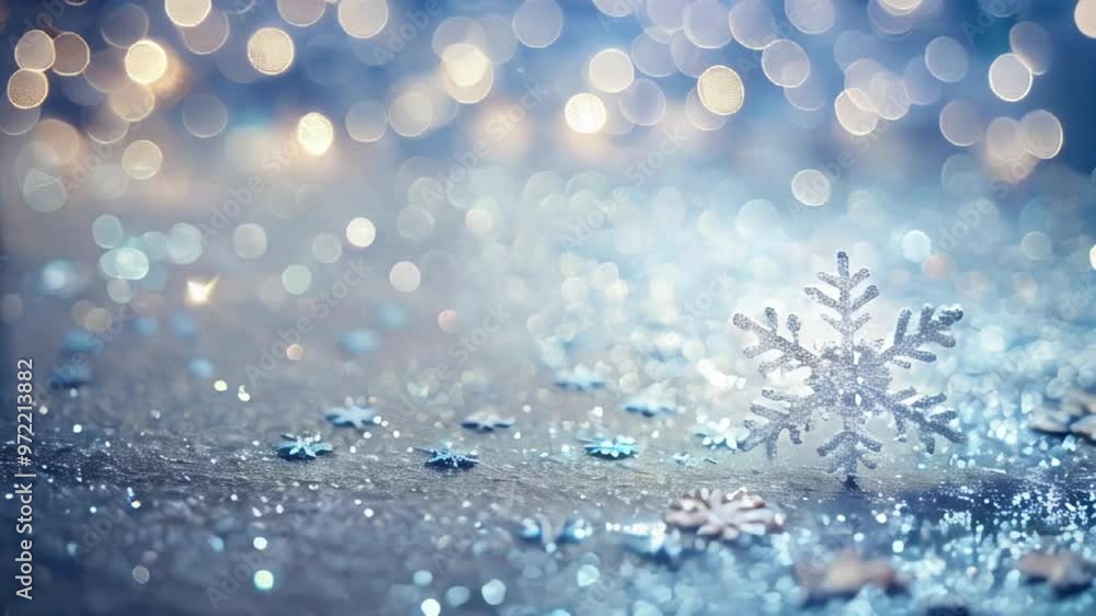Christmas Snowflakes abstract background, Festive blurred winter Background. Slow motion video Christmas Snowflakes abstract background, Festive blurred winter Background. Slow motion video