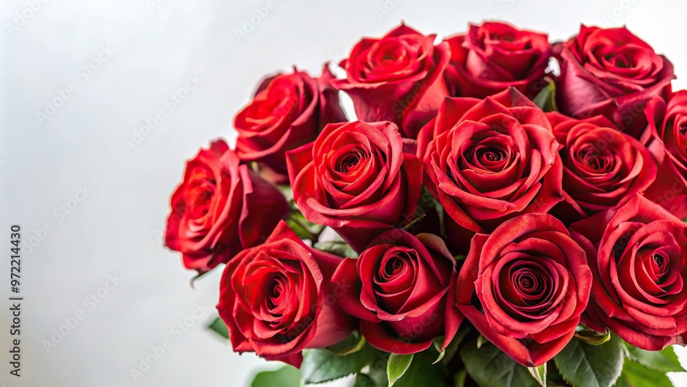 Bouquet of roses on white background, with copy space Bouquet of roses on white background, with copy space