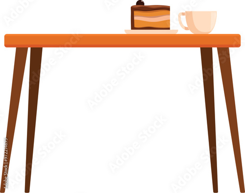 Simple table is showcasing a delectable cake and a steaming cup of coffee, inviting viewers to envision a relaxing break