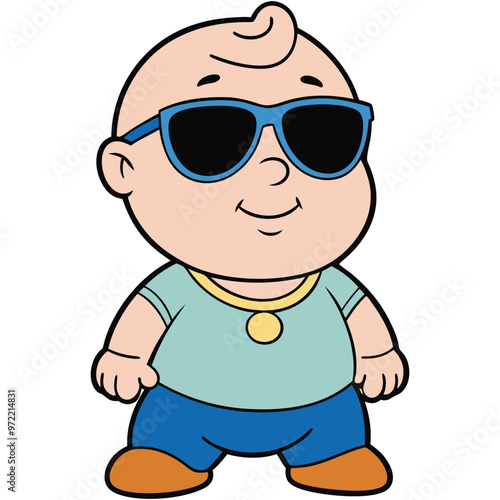 Cute little baby boy with sunglasses