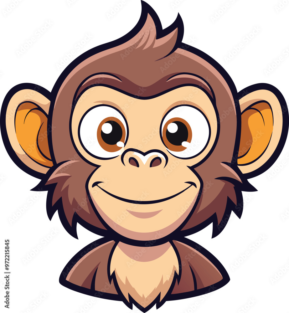 Obraz premium Cartoon Monkey Face Vector - Fun T-Shirt Design. Generated With AI