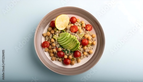 Quinoa Salad with Avocado, Chickpeas, Cherry Tomatoes and Lemon