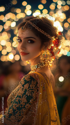 South Indian dancer at the event in traditional costume photo