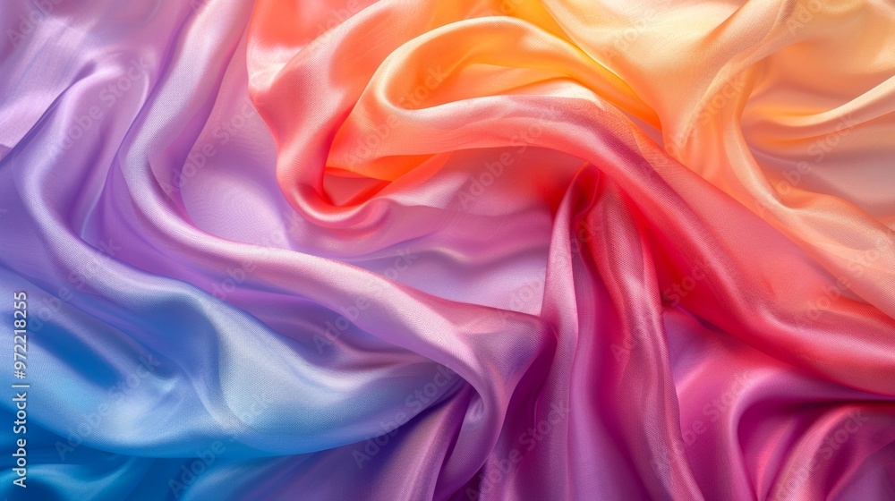 Photo of a spectrum gradient silk texture background with shimmering details. Photo of a spectrum gradient silk texture background with shimmering details.