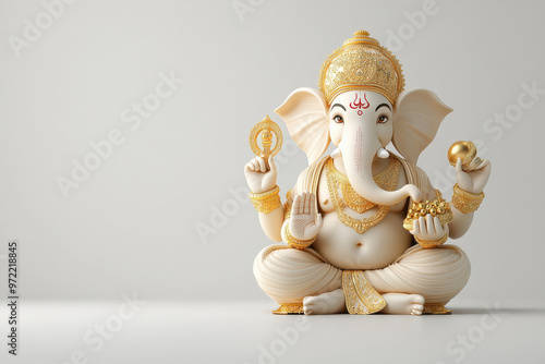 Lord ganesha sculpture on white background