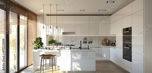 Whit kitchn dsign highlighting modrn asthtics and functionality.