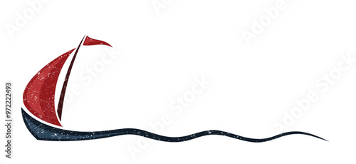 The Yacht symbol with scarlet sail and sea.