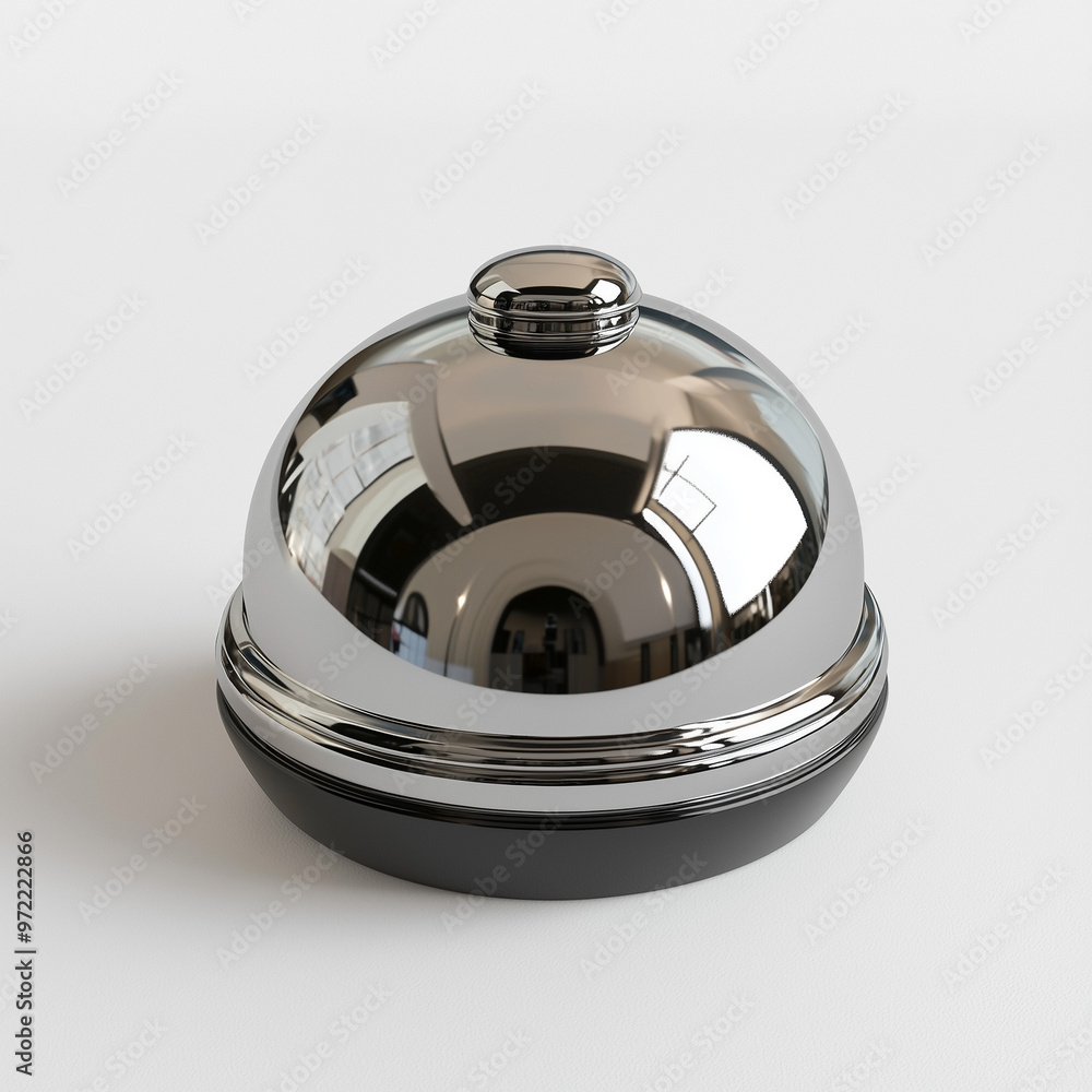 3D render of a shiny metallic bicycle bell isolated on a white background 3D render of a shiny metallic bicycle bell isolated on a white background