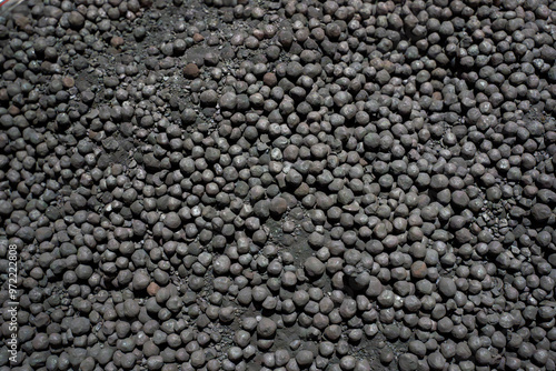 Close up of iron ore pellets