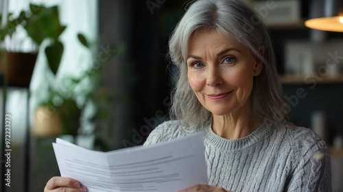 Elderly Woman Reading Newspaper