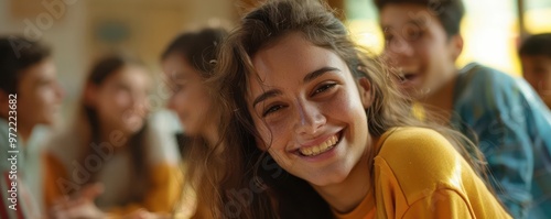 Detailed image of a youth group playing games at a church retreat ultra-clear image