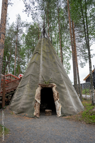 A goahti - Sami traditional hut or tent in Santa Claus Village in Rovaniemi, Finland photo