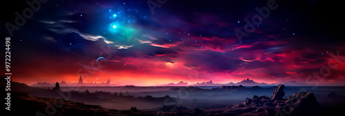 gradient backdrop reminiscent of a cosmic twilight, where the dark expanse of space gradually blends into the radiant colors of distant stars.