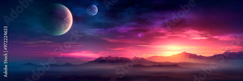 gradient backdrop reminiscent of a cosmic twilight, where the dark expanse of space gradually blends into the radiant colors of distant stars.