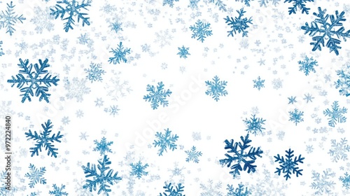 A pattern of various blue snowflakes on a white background, suggesting a winter theme.