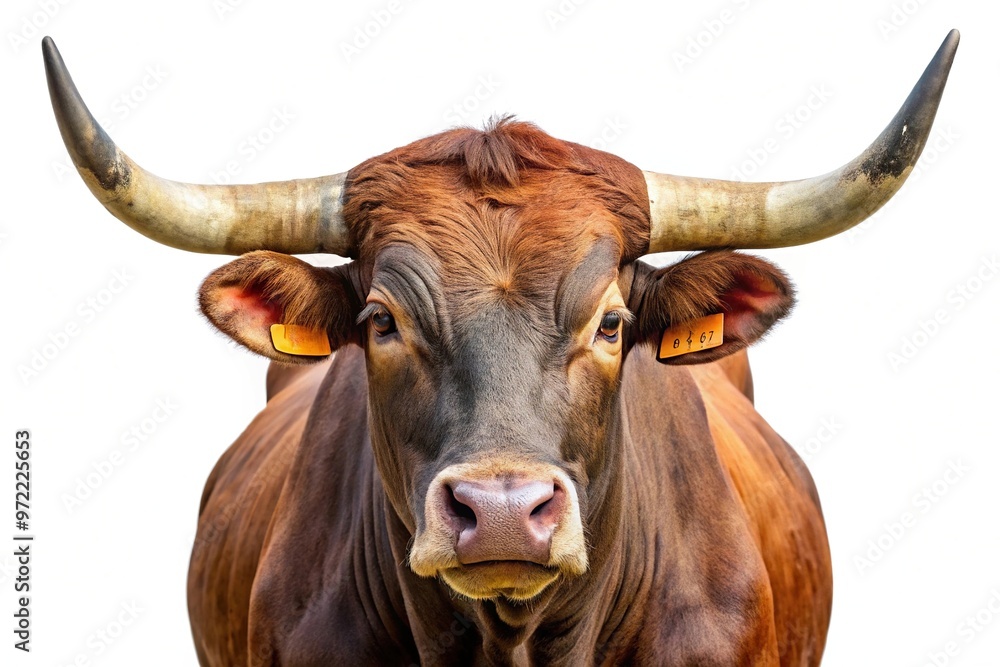 Bull with sharp horns isolated on white background Bull with sharp horns isolated on white background