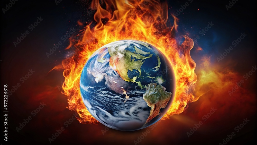 Burning earth in fire global warming world catastrophe end of the world Burning earth in fire global warming world catastrophe end of the world