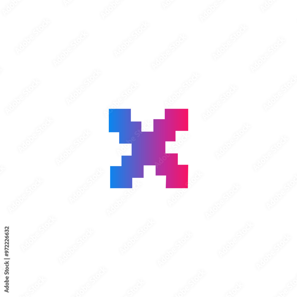 Obraz premium logo letter x gradation pixel