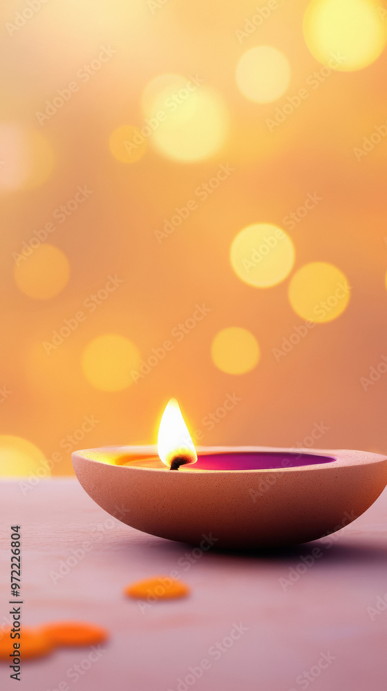 Diya and lights for diwali festival on blurred background Diya and lights for diwali festival on blurred background