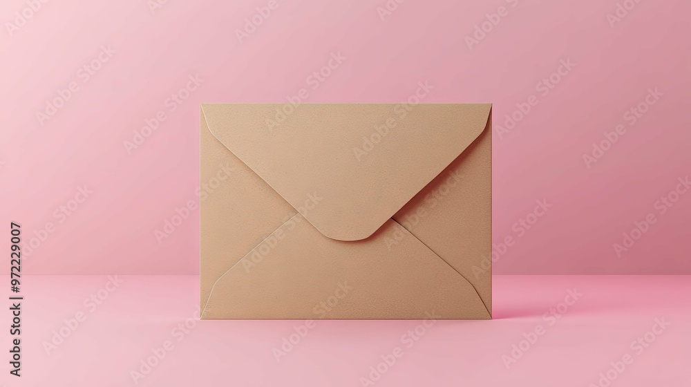 A Closed Brown Envelope on a Pink Background A Closed Brown Envelope on a Pink Background