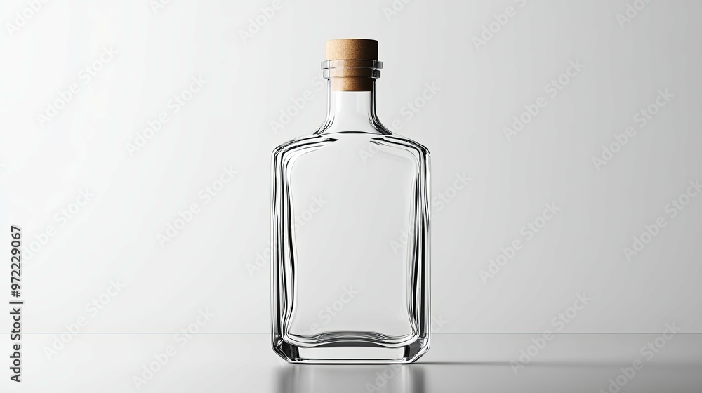 Empty Glass Bottle with Cork Stopper on White Background Empty Glass Bottle with Cork Stopper on White Background