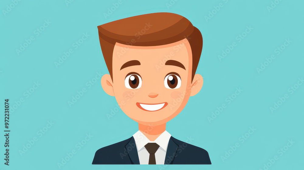 Bright and fun cartoon face of a happy man with a clean, simple background that enhances his cheerful expression. Bright and fun cartoon face of a happy man with a clean, simple background that enhances his cheerful expression.