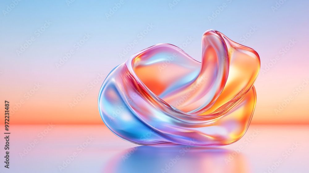 Abstract glass shape on light background, 3d Abstract glass shape on light background, 3d
