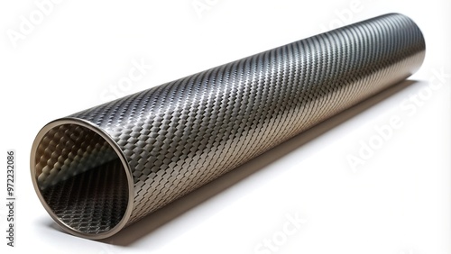 Carbon fibre tube and pipe isolated on white background