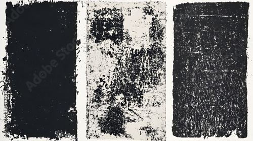 Letterpress ink textures. Set of 3 Rough, eroded lino print textures taken from high resolution scans. Compound path and paths optimised. 